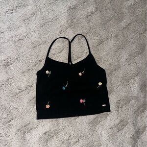 VS Pink Strappy Tank Top w Embroidered Flowers